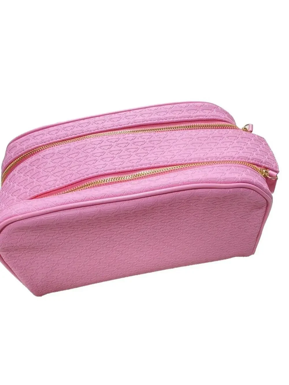 Large Pink Star Cosmetics Double Zip Makeup Bag, Pink, Big Travel Toiletry Carry